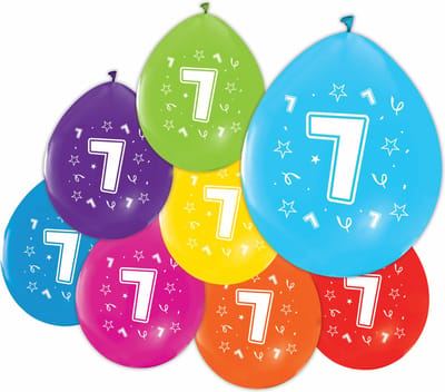 16 Ballonnen 12″ 2 Zijdig bedrukt 7 jaar - Versiering Slinger Feestdecoratie Decoratie Verjaardag Jubileum Ballon Feest