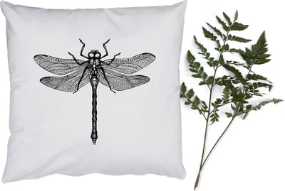 Sierkussens - Kussentjes Woonkamer - 40x40 cm - Libelle - Insecten - Retro - Zwart wit