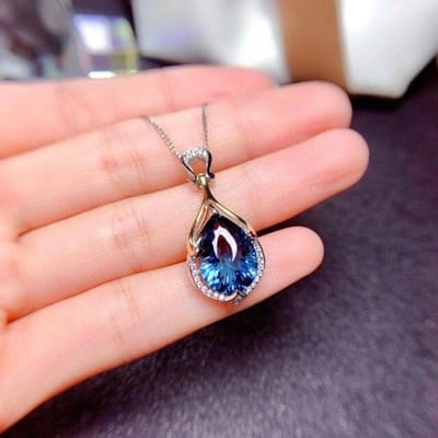 S925 Zilver Sterling 45cm Ketting Natuurlijke Saffier Sieraden Hangers voor Vrouwen Bohemia Collares SAFIR Hanger Ketting 45cm blauw
