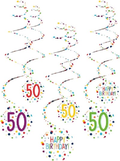 Amscan Spiraalslingers 50 Confetti Birthday 61 Cm Papier 6 Stuks