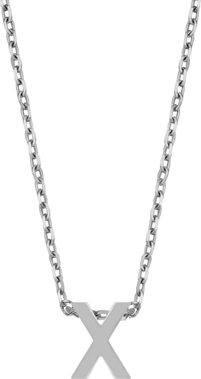 Cadeau voor haar New Bling 9NB-907X Zilveren Ketting Dames - letterhanger - X - Initiaal sieraad - Zilverkleurig