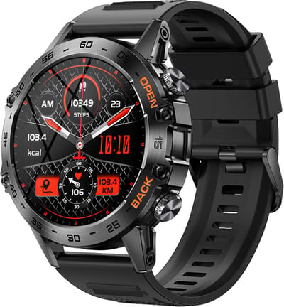 Kiraal Breeze - Stoer en Krachtige Smartwatch Design - Android & iOS - Voor De Moderne Man - Zwart