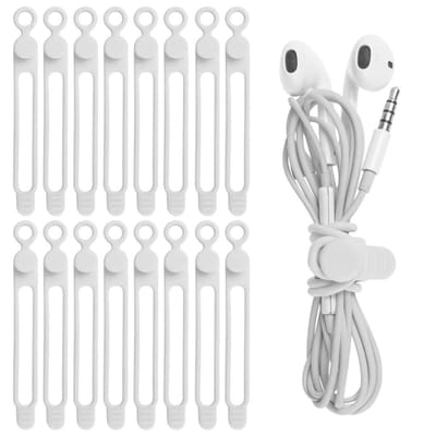 Cosensi - Silicone Kabelbinders - Kabel Organizer - Herbruikbaar - Wit - Oplossing voor Kabels - Geschikt voor Thuis, Kantoor, Keuken, School