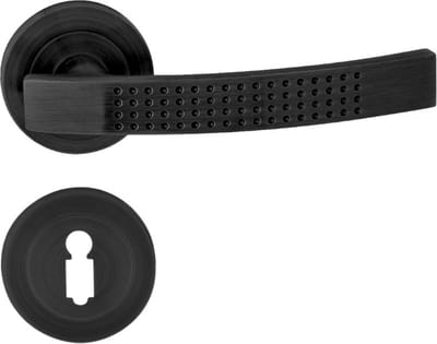 Domino® Deurkrukgarnituur ALMA-R ECO BLACK - Zwart - BB- gladde sleutel met Ronde Rozette - Deurbeslag van aluminium - Deurklink voor kamerdeur, kantoordeur, kelderdeur en binnendeur