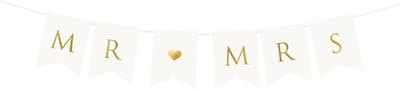PartyDeco - Letterslinger Mr & Mrs - wit