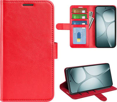 MobyDefend Hoesje - Geschikt voor Xiaomi 14T - Wallet Book Case (Sluiting Achterkant) - Rood