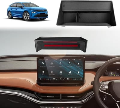 Center Console Opbergdoos voor Skoda Elroq RS 2025/2026 - Organizer voor Achterste Scherm met Matten voor 13 Inch Infotainmentsysteem, Auto Accessoires en Opbergoplossingen