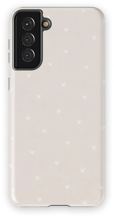 Tough Hoesje met Hartjes Samsung Galaxy S21 Plus | Little Love Tough Case Geschikt voor Mag | Hartjes Print Backcover Samsung Galaxy S21 Plus Ivory Hearts