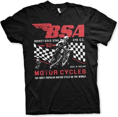 BSA Heren Tshirt -S- Rocket Gold Star Zwart