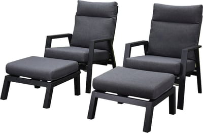 Vegas lounge balkonset 4 delig verstelbaar antraciet