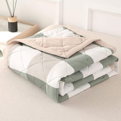 quilt, geruite sprei, tweezijdige lichte spreien met reliëf, woondeken van doorgestikt, dekbedovertrek voor eenpersoonsbed, tweepersoonsbed (groen, 200 x 230 cm)