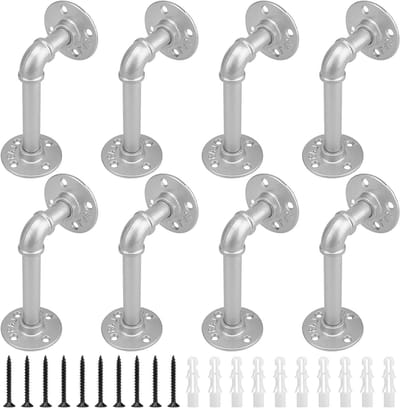 Industriële pijpsteunen set van 8 stuks met schroeven en stevige wandankers, ideaal voor planken, rekken en interieurdecoratie