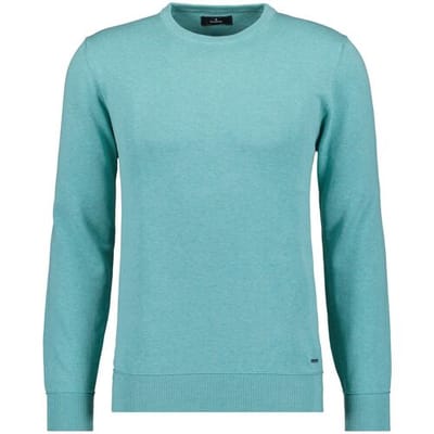 Ragman Trui Cotton Knit Round Neck Mélange Licht Groen / male