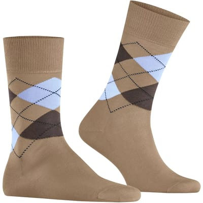 Burlington Manchester gedessineerd katoen sokken heren beige - maat 46-50