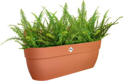 Elho Vibia Campana Easy Hanger XL 58 - Plantenbak voor Balkon - Balkonbak - 100% Gerecycled Plastic - L56 x B26.8 x H23.7 cm - Terra