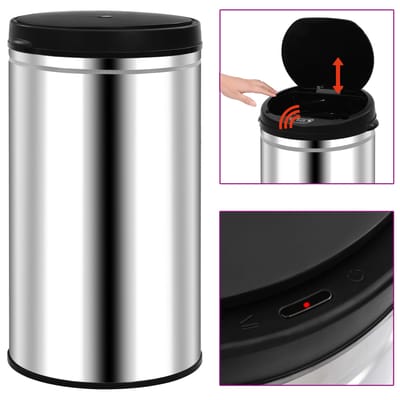 vidaXL - Prullenbak - met - automatische - sensor - 60 - L - roestvrij - staal