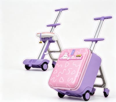 Kinderkoffer - Kinder Trolley - Reiskoffer Kind - Ride-on Koffer - 3 in 1 - 32L - Telescoopstang - 4 Wielen - Vakantie - 40x30x59cm - Roze
