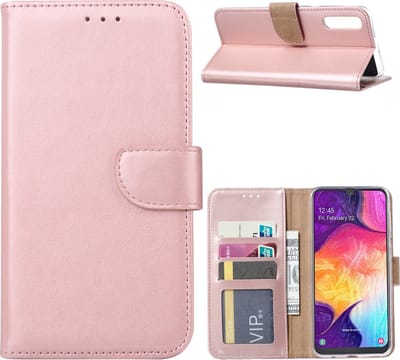 LuxeBass Hoesje geschikt voor Samsung Galaxy A50 - Bookcase Rose Goud - portemonnee hoesje - telefoonhoes - gsm hoes - telefoonhoesjes