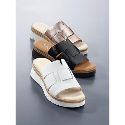 Leren slippers plateauzool Van Gabor zwart