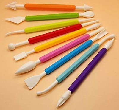 Dailygoods- Fondanttool 9 Stuks - Dubbelzijdig Beeldhouwgereedschap - Marsepein/Gom/Pasta - Taartdecoratie - Vormen/Snijden - Diverse Patronen - Bakgereedschap