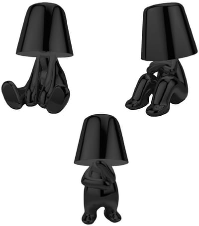 Luxus Europe - Bins Brother Tafellamp Zwart Set van 3 - Decoratieve LED Designlamp - Draadloos - Dimbaar - 3 Lichtkleuren - Touchbediening