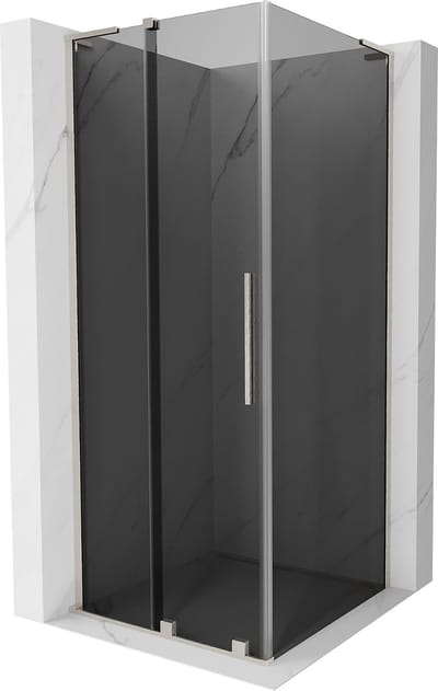 Mexen Velar L schuifdouchecabine 90 x 90 , grafiet, geborsteld nikkel - 871-090-090-43-97