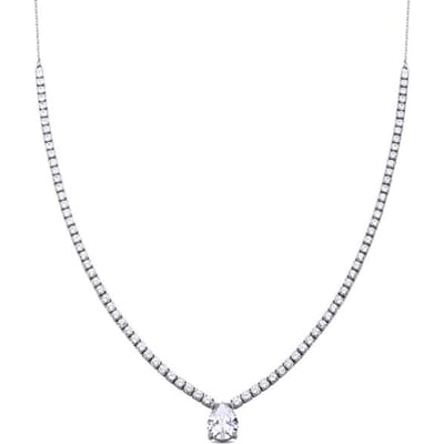 Luxenter Sterling Zilver 925 Ketting met Gerhodineerd Briljant Zirkonia - Guoi