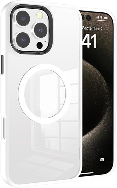 Magneet hoesje Geschikt voor Apple iPhone 16 hoesje - Telefoonhoesje Geschikt voor Magsafe Magnetische accessoires - backcover (Mat wit)