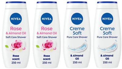 Nivea Douchegel - Care & Almond Oil + Creme Soft - Voordeelverpakking 4 x 250 ml