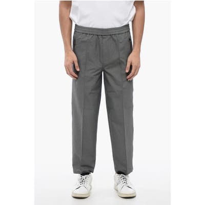 LOUIS-broek van stretchstof met elastische tailleband in grijs