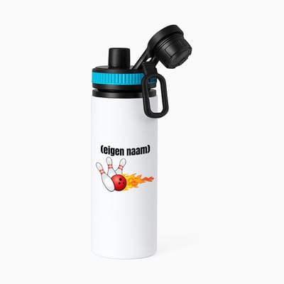 Hacebo® - bowling kegels vuur met eigen naam waterfles met draaidop blauw - Bowlen - ieman die graag bowlt - sport - bal - kegels - cadeau - verjaardag - kado - water fles - 850ML