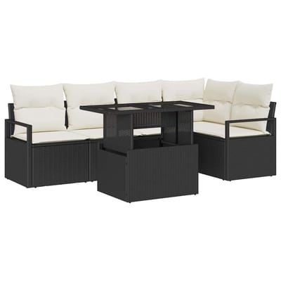 vidaXL - Tuinbank - Set - 6 - st - 5-Aantal - zitplaatsen - Zwart - en - Crème