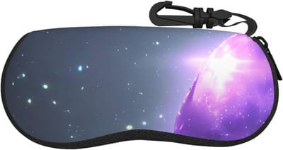 Brillenhoes Neopreen - Beschermhoes Bril - Veilig Opbergen - Lichtgewicht Ritsontwerp - 16.7cm Breed - Paars Sterrenprint