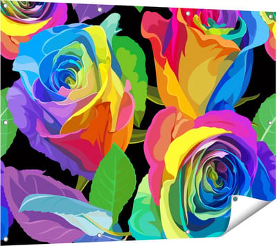 Gards Tuinposter Kleurrijke Rozen - Bloemen - Abstract - 120x90 cm - Tuindoek - Tuindecoratie - Wanddecoratie buiten - Tuinschilderij