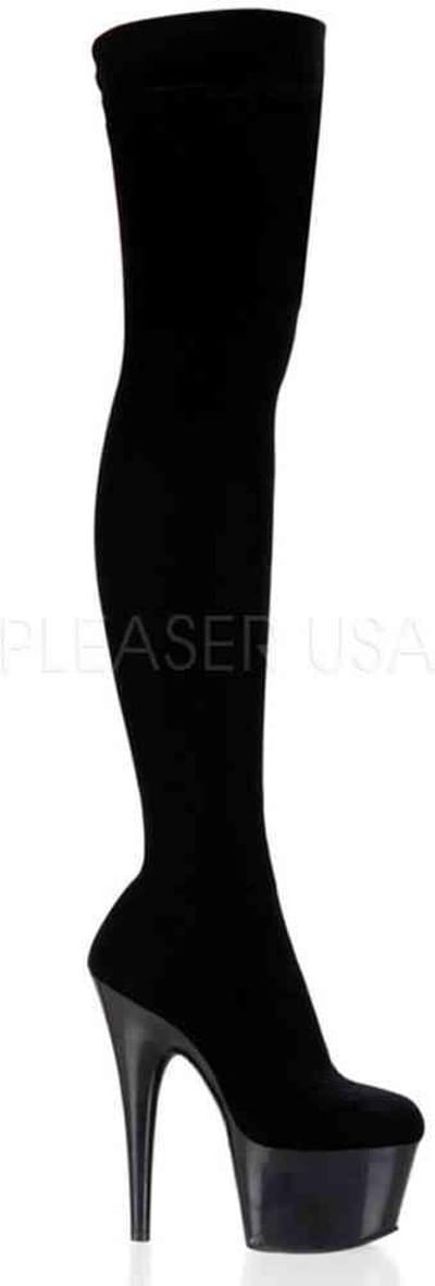 Pleaser - ADORE-3002 Plateau Overknee Laarzen - Paaldans schoenen - 36 Shoes - Zwart