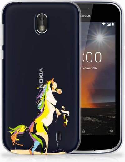 Nokia 1 Telefoonhoesje met Naam Horse Color