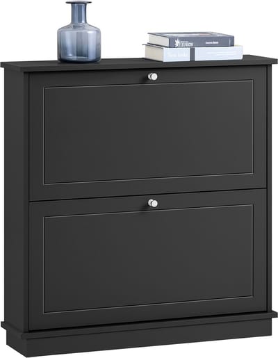 SoBuy FSR99-SCH Schoenenkast - Zwart Houtcomposiet met 2 Kleppen