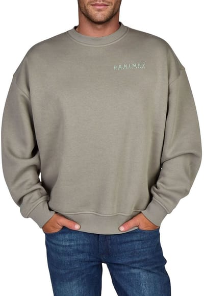 DENIMFY Heren trui DFKeno bequem Grijs M Ronde Hals Volwassenen sweatshirt / sweater