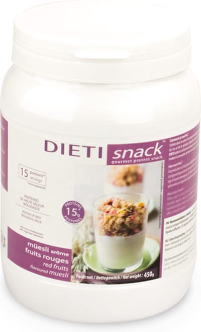 Dietisnack | Muesli | Rode Vruchten | Voordeelbus | 1 x 450 gram | Koolhydraatarm eten doe je zó!