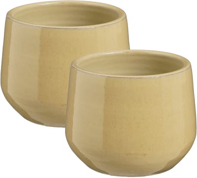 Mica Decorations bloempot / plantenpot Venice - 2x - beige - terracotta - D16 x H13 cm - effen