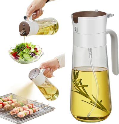 Famanu - 18oz Glazen Olijfolie Dispenser Fles & Olie Sproeier Fles 2 In 1 voor Keuken Koken, Auto Flip Cap, Lekvrij