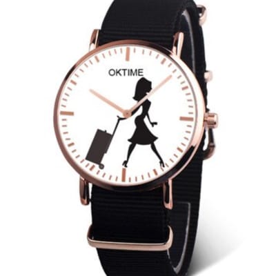Hidzo Horloge Oktime Reizen Ø 41 - Zwart - In Horlogedoosje