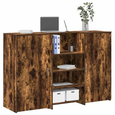 vidaXL - Receptiebalie - 155x50x103,5 - cm - bewerkt - hout - gerookt - eikenkleurig