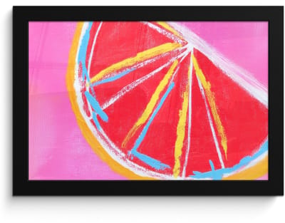 Poster in lijst - Fotolijst 30x20 cm - Posters - Grapefruit - Geschilderd - Roze - Strepen - Posterlijst zwart - Decoratie - Wanddecoratie woonkamer - Muurdecoratie slaapkamer