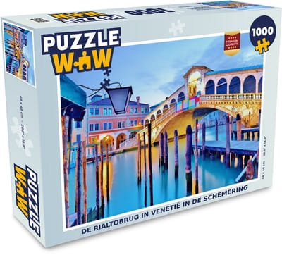 Puzzel De Rialtobrug in Venetië in de schemering - Legpuzzel - Puzzel 1000 stukjes volwassenen