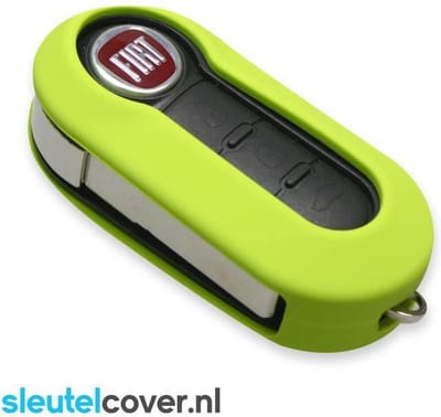 Autosleutel Hoesje geschikt voor Fiat - SleutelCover - Silicone Autosleutel Cover - Sleutelhoesje Lime groen