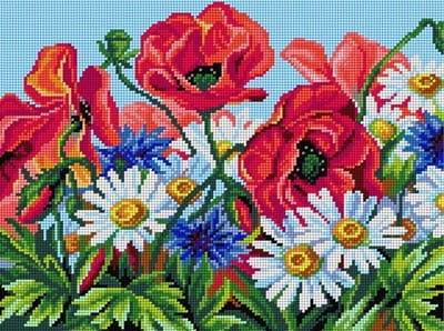 Voorbedrukt stramien - 3598 - Wildflowers - ORCHIDEA 30 x 40 (STRAMIEN ZONDER GARENS)