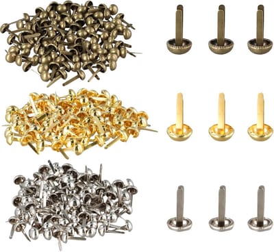 300x Mini Brads Rond Zilver Goud Brons - Kroonsteekjes voor Knutselen en Papier