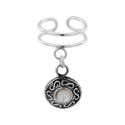 WeLoveSilver - ear cuff zilver - met hanger en maansteen - hypoallergeen
