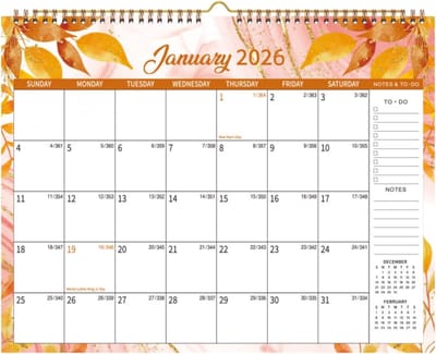 longziming -Wandkalender 2026 - 2026-Volwassenen-Agenda-2026-Papier - Schilderachtige Illustraties & Overzichtelijke Maandindeling - 1 - Voor Thuis, Kantoor En Klaslokaal - Voor Planning-Organisatie - oranje kleur